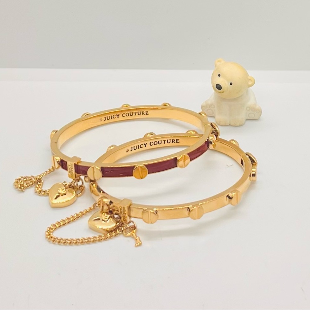 NWOT, Juicy Couture Padlock &Key Bangle Bracelet Set Of 2 Brand New